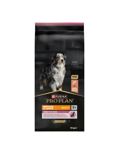 PRO PLAN Medium&Large Adult 7+ Sensitive Skin, Saumon - 14KG
