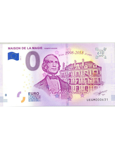 41 BLOIS 2018-2 MAISON DE LA MAGIE 20 ANS BILLET SOUVENIR 0 EURO TOURISTIQUE