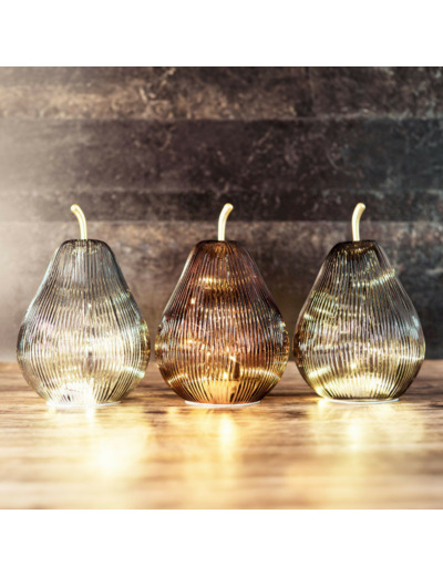 Lot de trois lampes Demona poire led en verre 15x15x23cm