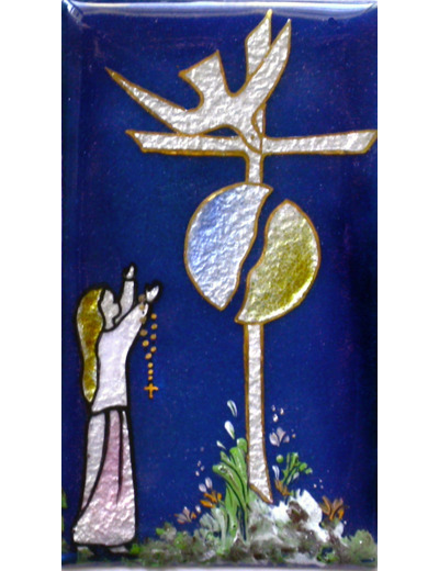 Communiante et croix Fille 9,5X5,5cm - EMAUX DU LIBAN