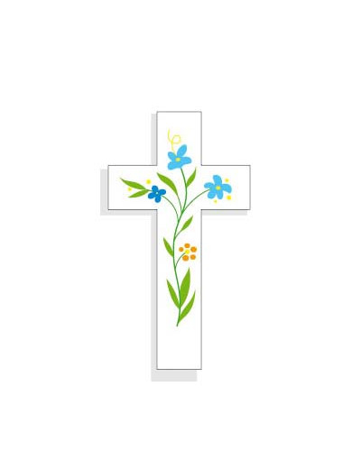 Magnet Croix Amour Fleurs 5.5x10cm