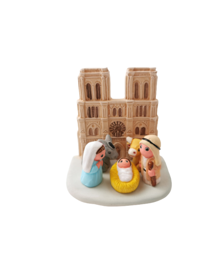 CRECHE en céramique BLOC 8x7cm - ND de PARIS