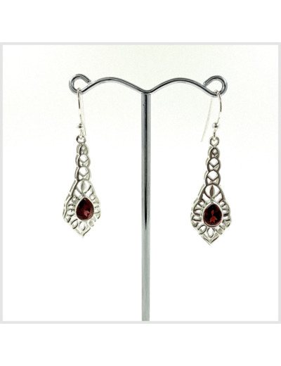 Boucles d'oreilles Grenat et Argent Massif