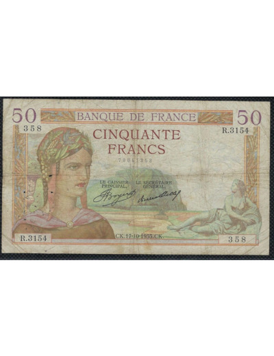 FRANCE 50 FRANCS CERES 17-10-1935 R.3154 TB