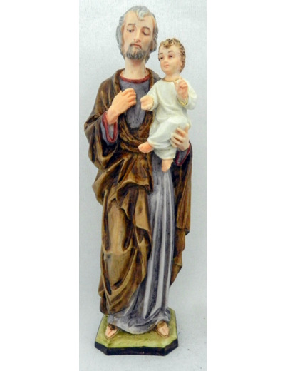 St Joseph 22 cm polychrome - résine peinte main