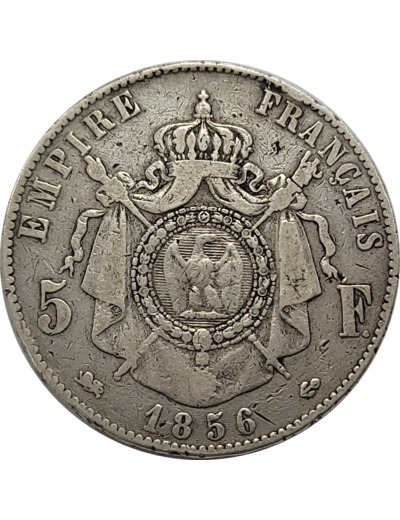 FRANCE 5 FRANCS NAPOLEON III 1856 D (Lyon) TB (G734)