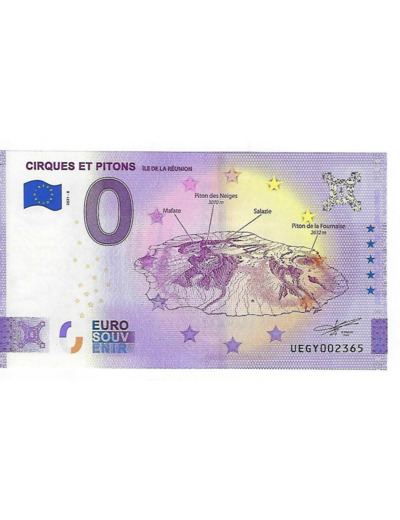 974 ILE DE LA REUNION 2021-8 CIRQUES ET PITONS ANNIVERSAIRE BILLET 0 EURO