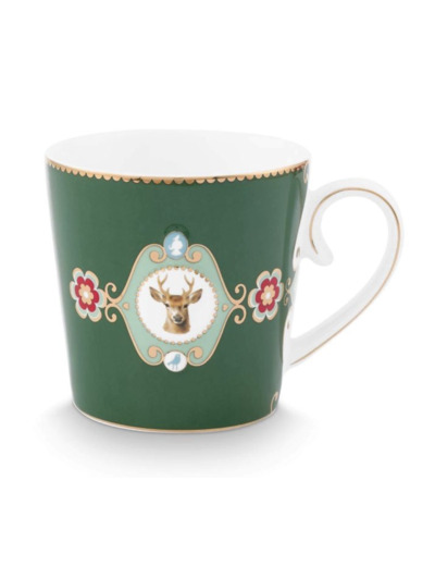 Tasse à thé Médaillon vert Cerf Pipstudio