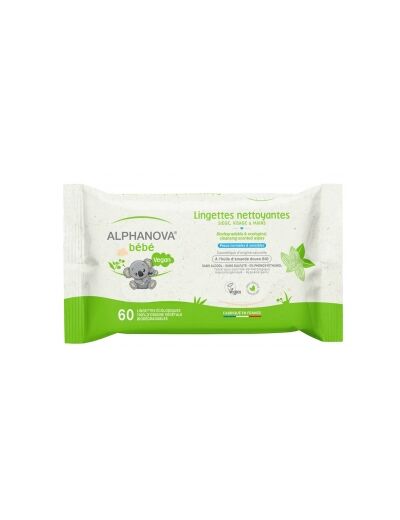 60 Lingettes Nettoyantes 100% origine végétale Biodégradables Amande douce Bio