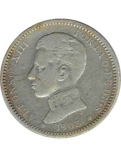 ESPAGNE 1 PESETA 1903 SMV TB