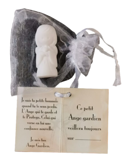 Ange Gardien Garçon Bougie -Statue en Albaster 4,5cm + TULLE