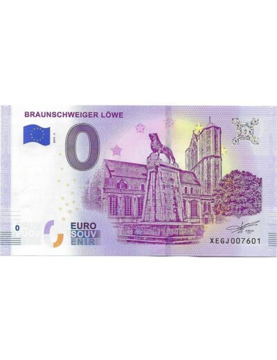 ALLEMAGNE 2019-1 BRAUNSCHWEIGER LOWE BILLET SOUVENIR 0 EURO TOURISTIQUE NEUF