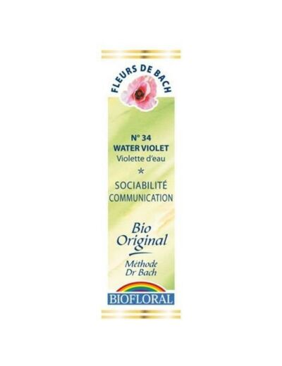 Fleur de Bach Water Violet, Violette d'eau en compte-gouttes 20 ml