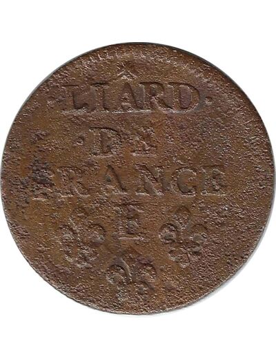 LOUIS XIV (1643-1715) LIARD DE FRANCE 1655 E (Meung sur Loire) TB