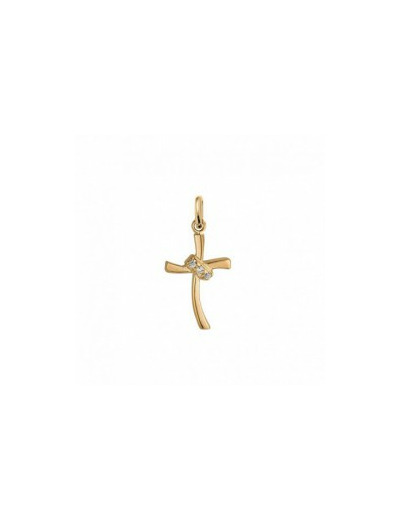 Croix en Plaqué Or 22mm + Oxyde de Zirconium