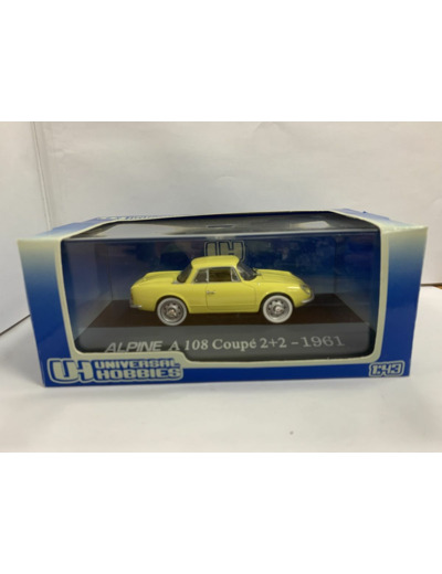 RENAULT ALPINE A 108 COUPE 2+2 1961 JAUNE UNIVERSAL HOBBIES 1/43 BOITE D'ORIGINE