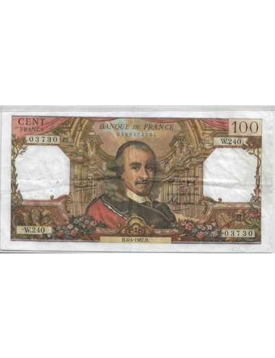 FRANCE 100 FRANCS CORNEILLE 6-4-1967 W.240 TTB