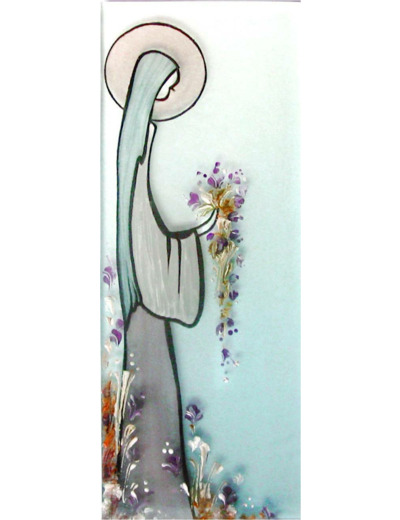 Vierge au bouquet 17,5X6,5cm - EMAUX DU LIBAN