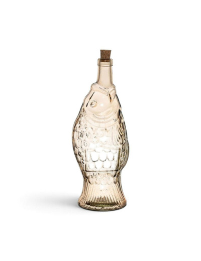 Bouteille carafe verre poisson rose 33x12x12cm