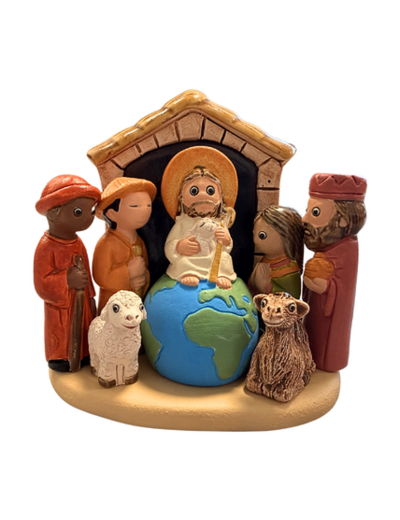 CRECHE en céramique BLOC H9xL9,5xP5cm - CHRIST BON PASTEUR