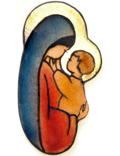 Vierge ovale Plexi, or, et support 6cm - EMAUX DU LIBAN