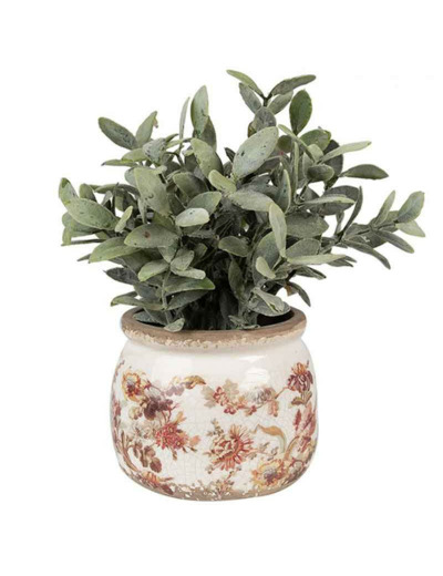 Pot de fleurs céramique beige rose 12x12x10cm