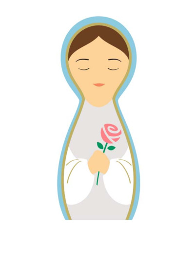 Statuette Marie avec rose en bois tourné 5cm