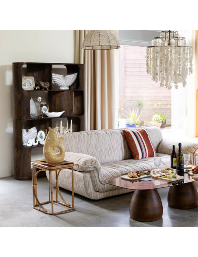 Etagère bords arrondis manguier 120x170x36cm