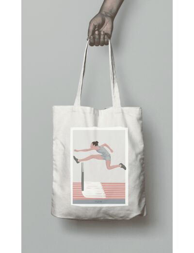 Tote bag ou sac athlétisme "saut haie femme"