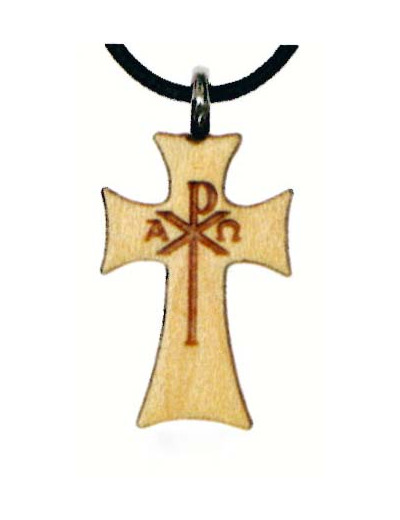 Croix en Bois d'Erable Vernis 2,5cm avec Cordon - PAX