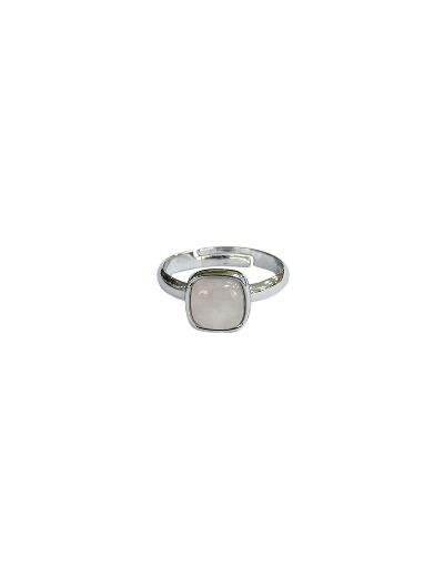 Bague carrée ajustable Quartz rose