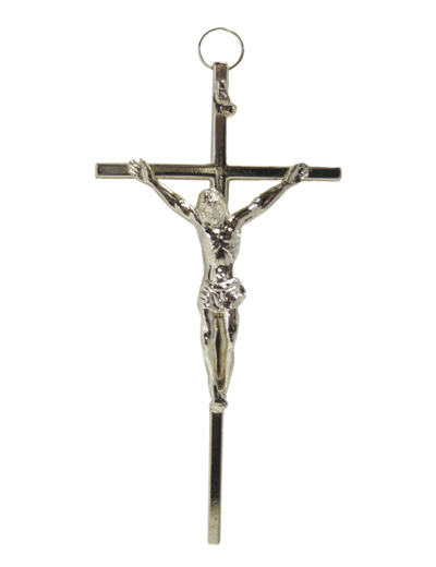 Crucifix en Métal Argenté 10,5cm