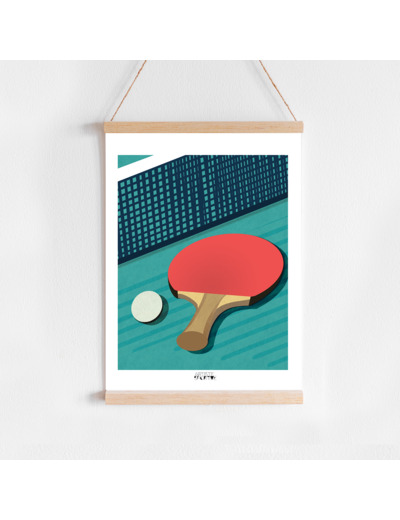 Affiche Ping Pong "La raquette de tennis de table"