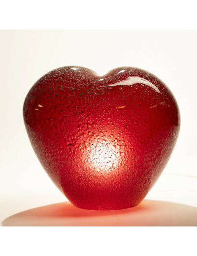 Lampe à Poser Affection Coeur rouge Verre bullé 32x17x28cm