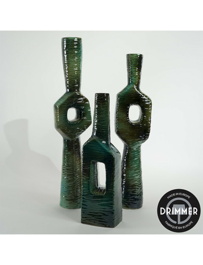 Ensemble 3 vases Arequipa vert 14x7x52cm
