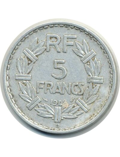 FRANCE 5 FRANCS LAVRILLIER ALU 1948 B 9 FERME TB+ (766a) TRES PEU