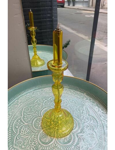 BAZARDELUXE Lampe à huile chandelier jaune S