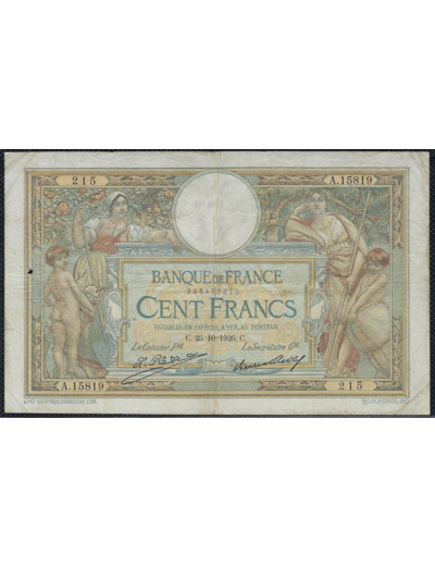FRANCE 100 FRANCS MERSON sans LOM 23-10-1926 A.15819 TB+ (F24/05)