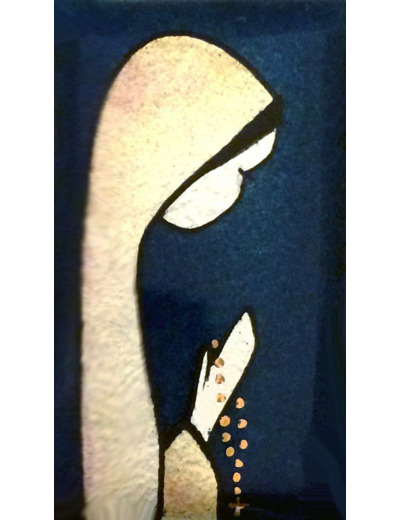 Vierge au Chapelet Garçon 7X4cm - EMAUX DU LIBAN