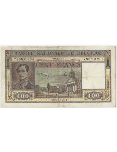 Belgique 100 FRANCS 20/12/1949 TB+