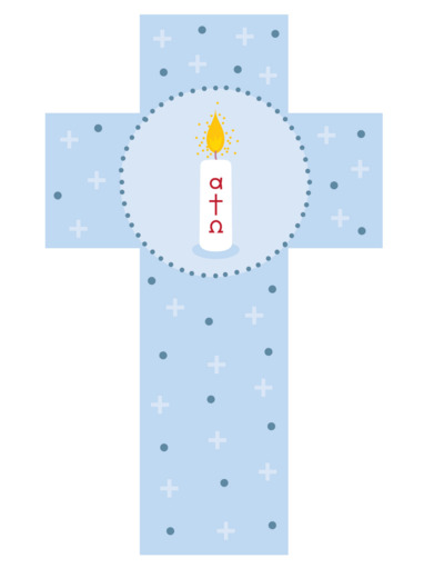Croix Cierge bleue 12cm