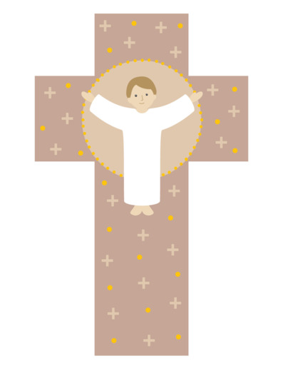 Croix Jésus bleue 12cm