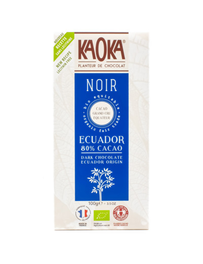 Tablette de Chocolat Noir 80% Équateur Bio 100g