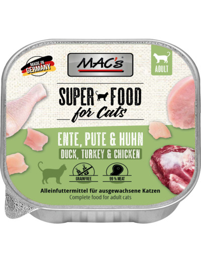 MAC'S raffineur, saveur Canard Dinde et poulet pour chat - 100g