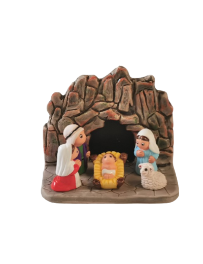 CRECHE en céramique BLOC 8x7cm- LOURDES
