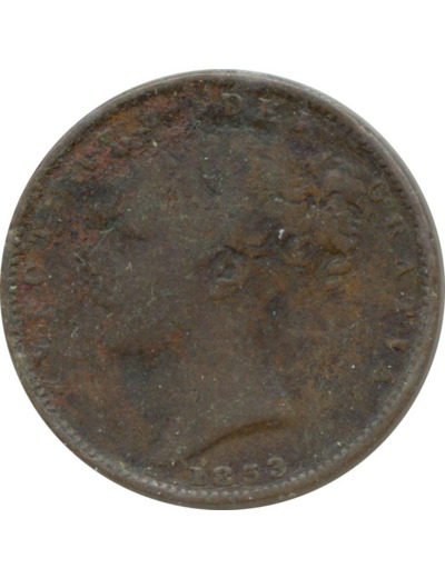 GRANDE BRETAGNE 1 FARTHING VICTORIA 1853 TB+