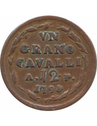 ITALIE (NAPLES) 1 GRANO 1793 TTB