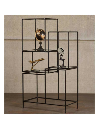 Etagère fer noir asymétrique 77x39x127cm