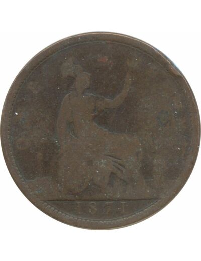 GRANDE BRETAGNE 1 PENNY VICTORIA 1871 B+