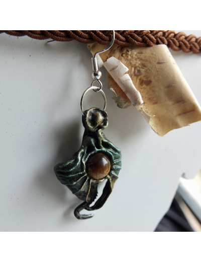 Boucles d'oreilles "Dragonnière" pierre naturelle Oeil de tigre